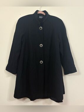 Jofeld wool trench coat women’s L black a line opera old money timeless classic